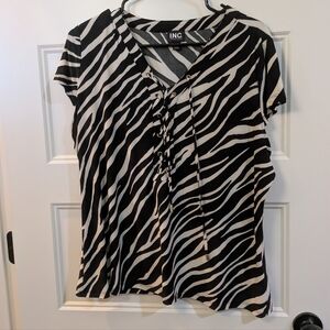 INC International Concepts Zebra Print Lace-Up Blouse